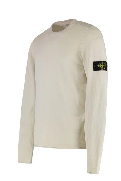Stone Island Crew-neck Cotton Blend Sweater In Neutral
