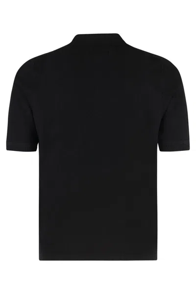 Stone Island Logo Patch Short-sleeved Polo Shirt In Black