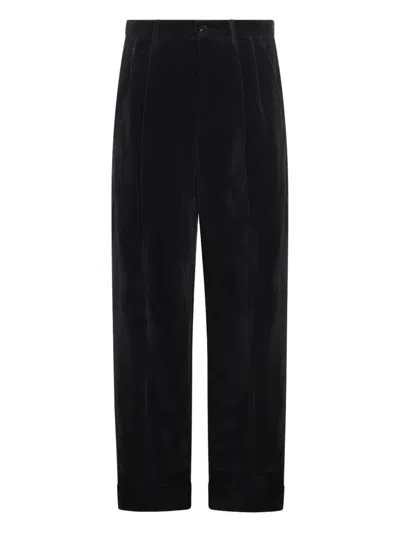 Valentino Garavani Cotton And Linen Blend Trousers In Black