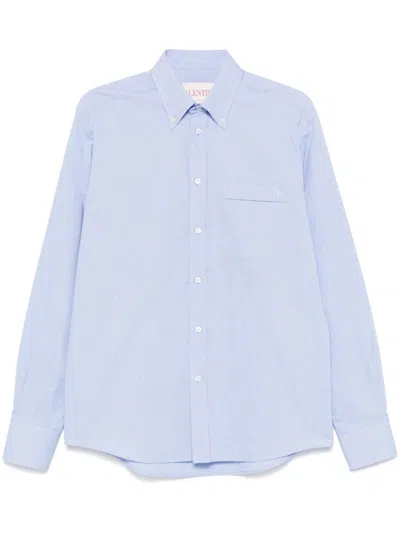 Valentino Camicia Maniche Lunghe Vlogo Signature Shirts Light Blue In Blue