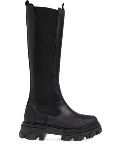 Ganni Black Cleated High Chelsea Boots