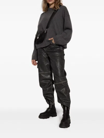 Ganni 55mm Leather Boots With Ankle Height In Black