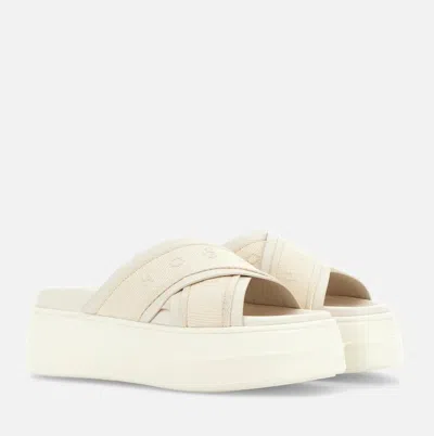 Hogan Cross Strap Platform Sandals In Neutral