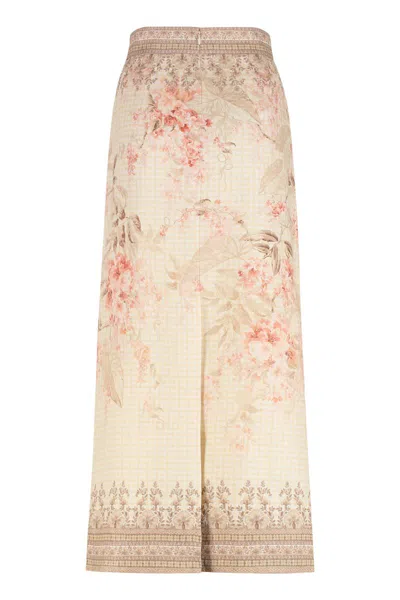 Zimmermann Women Pink Linen Illuminate Midi Pencil Skirt In Neutral