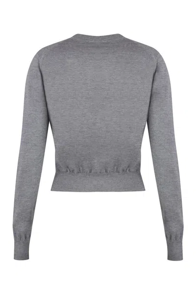 Maison Kitsuné Cropped Wool Cardigan With Ribbed Cuffs And Hem