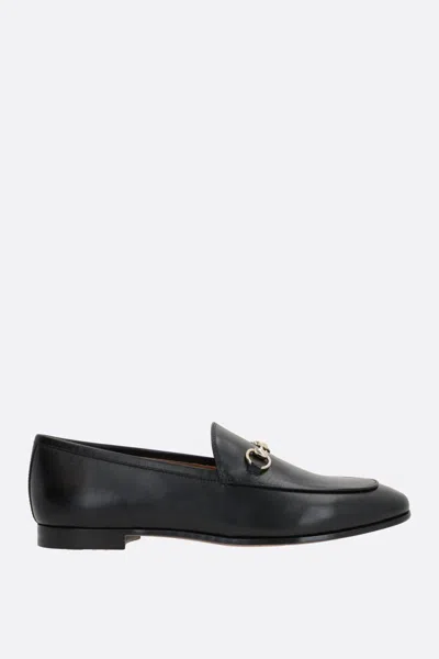 Gucci Polished Black Leather Loafers With Gold-tone Hardware