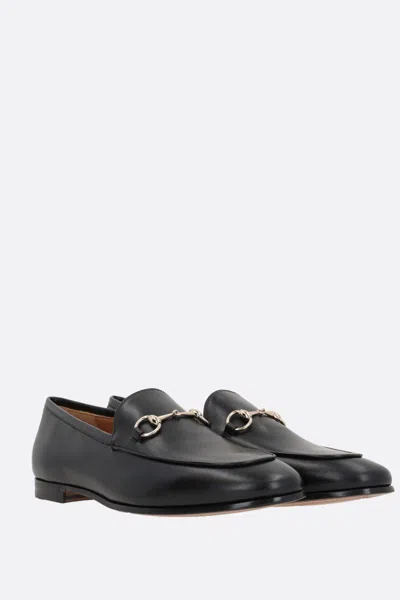 Gucci Polished Black Leather Loafers With Gold-tone Hardware