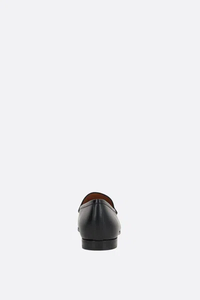 Gucci Polished Black Leather Loafers With Gold-tone Hardware