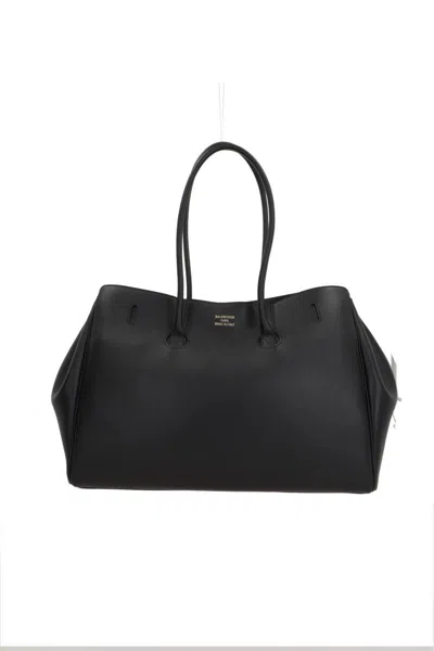Balenciaga Black Leather Carry All Bel Air Backpack In Black