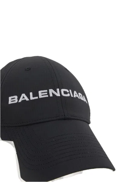 Balenciaga Logo Embroidered Adjustable Baseball Cap In Black