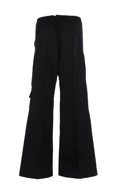 Rick Owens Wide-leg Trousers With High Waist And Utility Pockets In Black