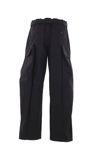 Sacai Twill Wide-leg Trousers In Black