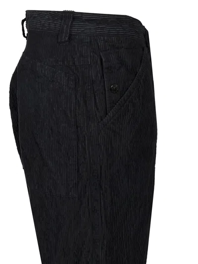 Stone Island Straight Textured Fabric Trousers With Belt Loops In Black