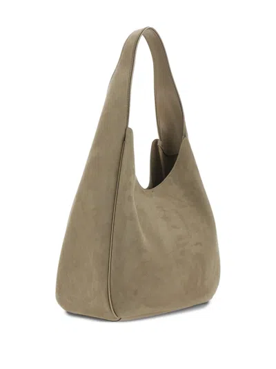 Stella Mccartney Large Studded Logo Suede Hobo Bag In Green