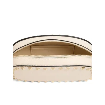 Valentino Borsa A Tracolla Rockstud In Pelle Avorio  Donna