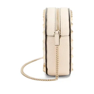 Valentino Borsa A Tracolla Rockstud In Pelle Avorio  Donna