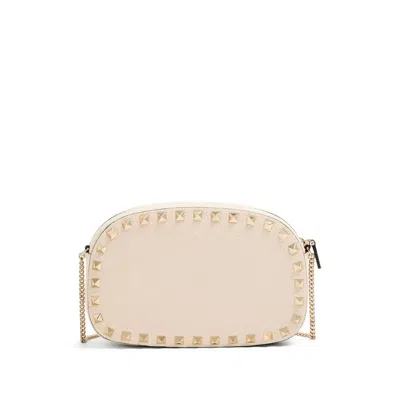 Valentino Borsa A Tracolla Rockstud In Pelle Avorio  Donna