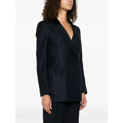Blazé Milano Resolute Everyday Velvet-collared Double-breasted Blazer In Black