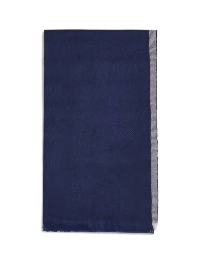 Brunello Cucinelli Wool-cashmere Stripe Scarf In Blue