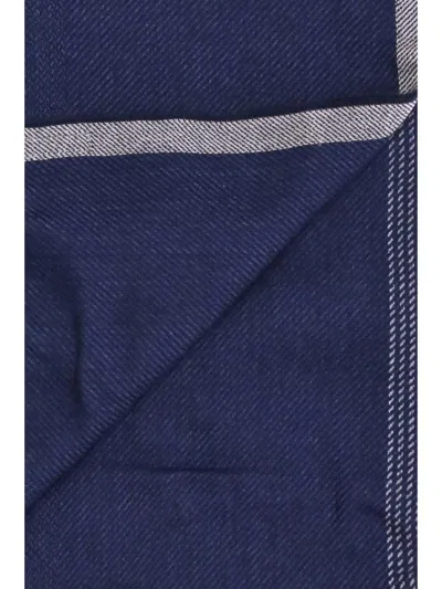 Brunello Cucinelli Wool-cashmere Stripe Scarf In Blue
