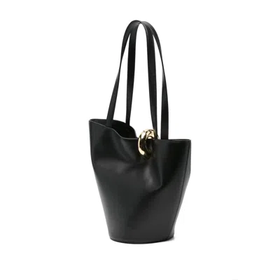Jacquemus Le Bambola Moyen Leather Shoulder Bag In Black