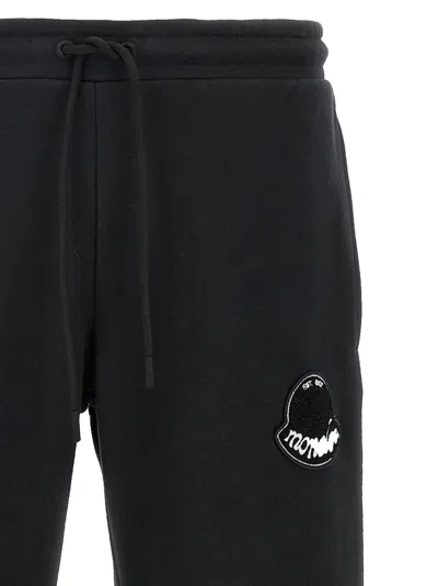 Moncler Cotton Joggers With Elasticated Cuffs And Drawstring Waistband In Black