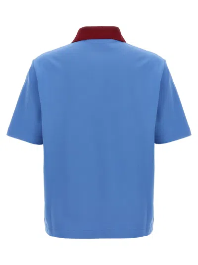 Marni Polo In Piquet Blu Con Colletto A Contrasto