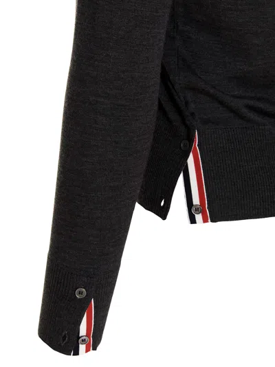 Thom Browne Merino Wool Cardigan Sweaters And Cardigans Gray In Gray