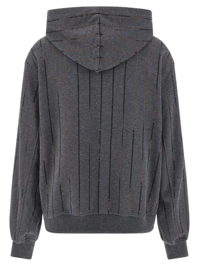 Brunello Cucinelli Micro Sequin Hoodie Sweatshirt Gray