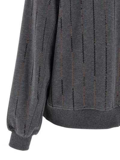 Brunello Cucinelli Micro Sequin Hoodie Sweatshirt Gray
