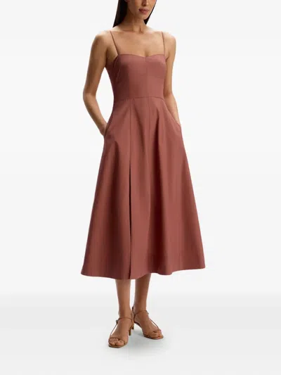 12 Storeez Pocket-detail Midi Dress In Brown