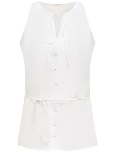 12 Storeez Button-up Belted Top In Neutral