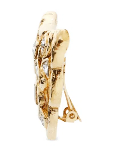 Pre-owned Saint Laurent 1980-2000s Rhinestone Gold Earrings