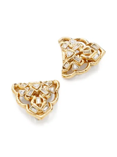 Pre-owned Saint Laurent 1980-2000s Rhinestone Gold Earrings