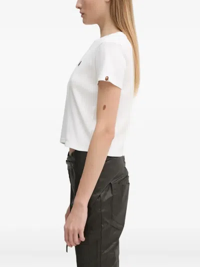 A Bathing Ape One Point Embroidered-logo Cropped Top In White