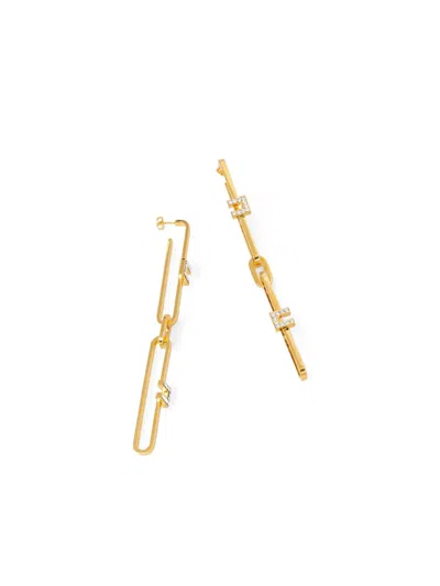 Elisabetta Franchi Chain-link Crystal-embellished Earrings In Gold