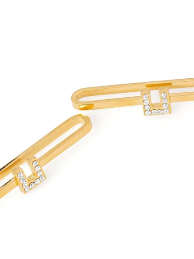 Elisabetta Franchi Chain-link Crystal-embellished Earrings In Gold