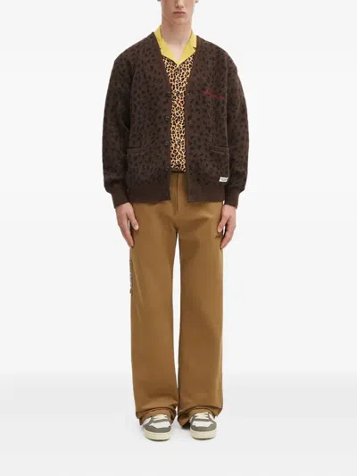 Wacko Maria Leopard-print Panel Shirt In Yellow