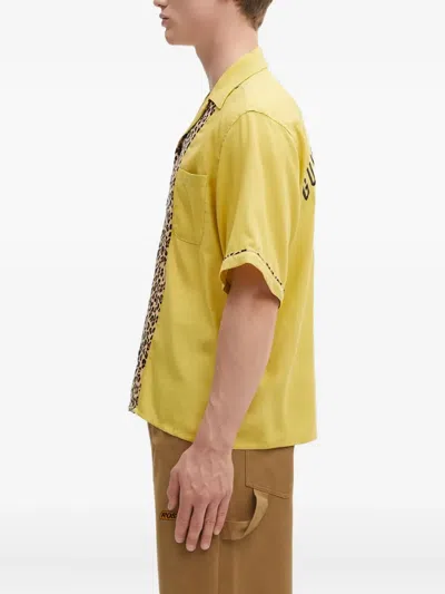 Wacko Maria Leopard-print Panel Shirt In Yellow