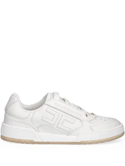 Elisabetta Franchi Ivory Leather Sneaker In White