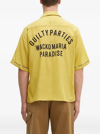 Wacko Maria Leopard-print Panel Shirt In Yellow