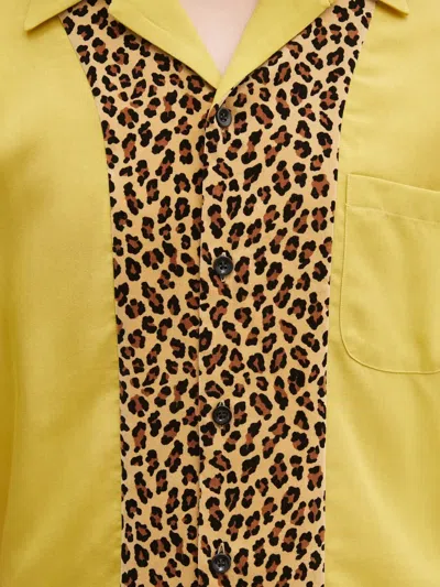 Wacko Maria Leopard-print Panel Shirt In Yellow