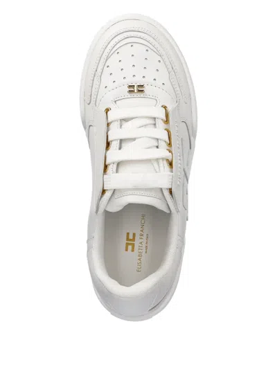 Elisabetta Franchi Ivory Leather Sneaker In White