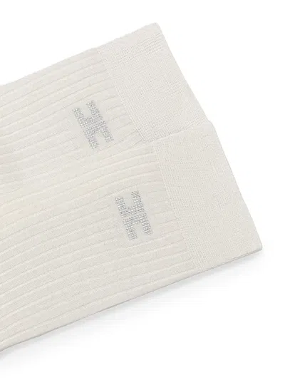 Elisabetta Franchi Ribbed Rhinestone Cotton Socks