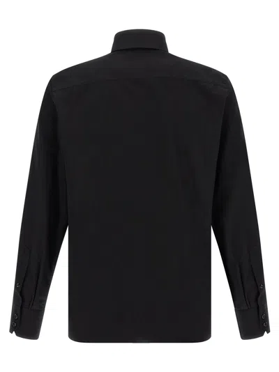 Tom Ford Silk Shirt With Button-down Collar And Chest Pockets In Black