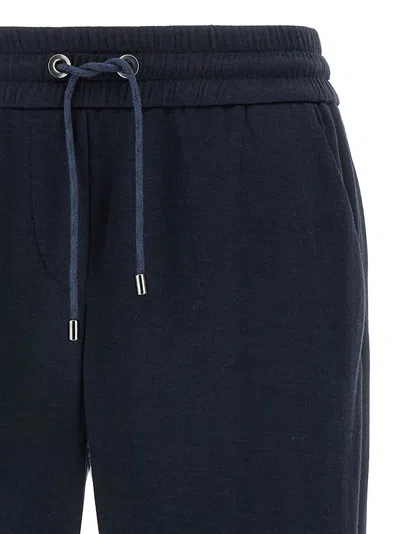 Brunello Cucinelli Joggers Featuring Elastic Waistband And Ribbed Cuffs In Blue