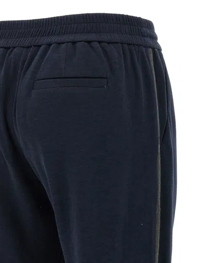 Brunello Cucinelli Joggers Featuring Elastic Waistband And Ribbed Cuffs In Blue
