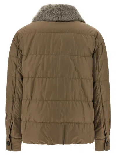 Brunello Cucinelli Monile Sherling Down Jacket Puffer Jackets Beige