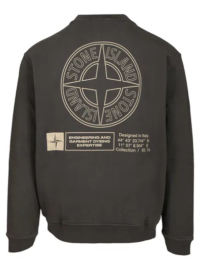 Stone Island Sweatshirt With Industrial Flow Print In Gray
