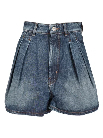 Sportmax Oversized Denim Shorts Trousers Blue In Blue